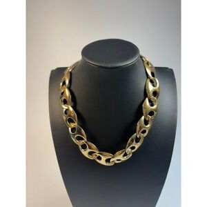 Vintage Chunky Link Necklace Gold Tone 90s Statement Minimalist Boho Chic